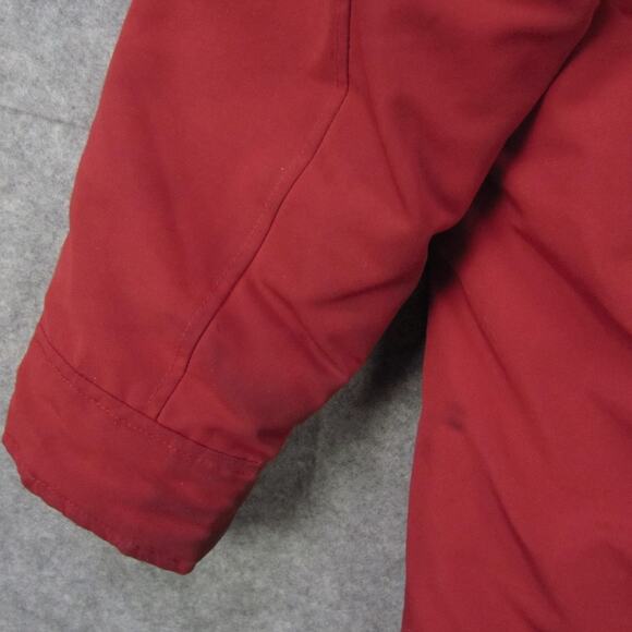 Guess Los Angeles Jacket Mens Medium Red Hooded Parka Faux Fur Trim Insulated - Picture 8 of 9